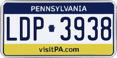 PA license plate LDP3938