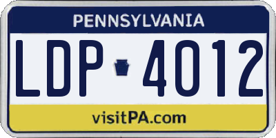 PA license plate LDP4012