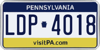 PA license plate LDP4018
