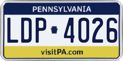 PA license plate LDP4026