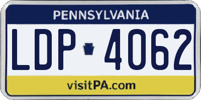PA license plate LDP4062