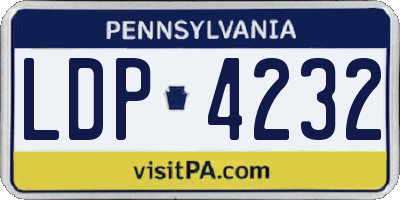 PA license plate LDP4232