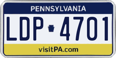 PA license plate LDP4701