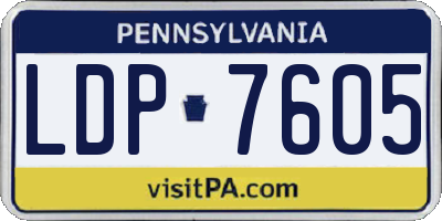 PA license plate LDP7605