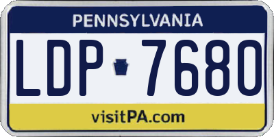 PA license plate LDP7680