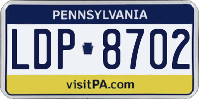 PA license plate LDP8702