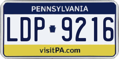 PA license plate LDP9216