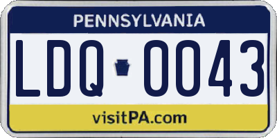 PA license plate LDQ0043