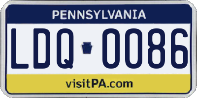 PA license plate LDQ0086