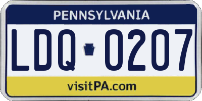 PA license plate LDQ0207