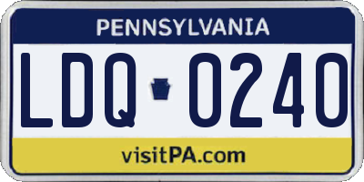 PA license plate LDQ0240