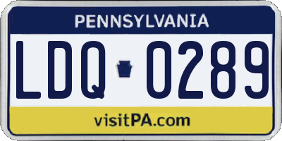 PA license plate LDQ0289