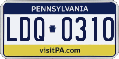 PA license plate LDQ0310