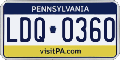 PA license plate LDQ0360