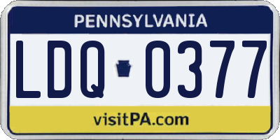 PA license plate LDQ0377