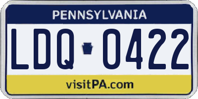 PA license plate LDQ0422