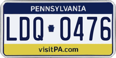 PA license plate LDQ0476