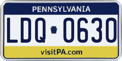 PA license plate LDQ0630