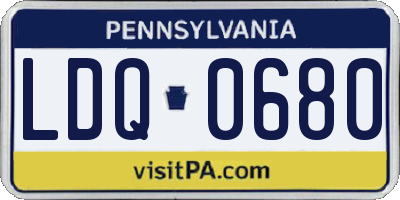 PA license plate LDQ0680