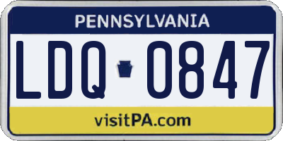 PA license plate LDQ0847