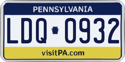 PA license plate LDQ0932