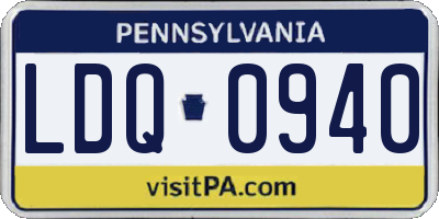 PA license plate LDQ0940