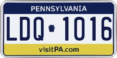 PA license plate LDQ1016