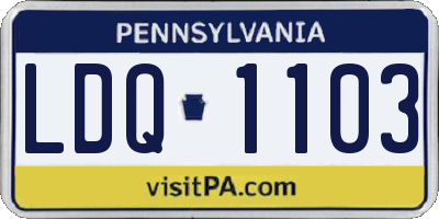 PA license plate LDQ1103