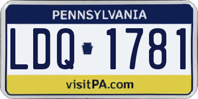 PA license plate LDQ1781