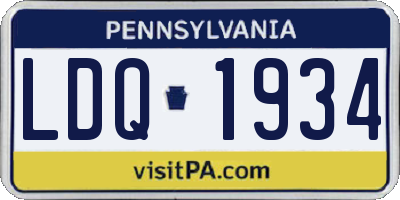 PA license plate LDQ1934