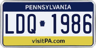 PA license plate LDQ1986