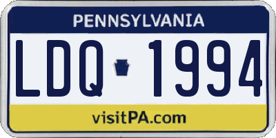 PA license plate LDQ1994