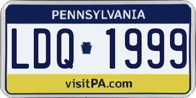 PA license plate LDQ1999
