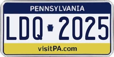 PA license plate LDQ2025