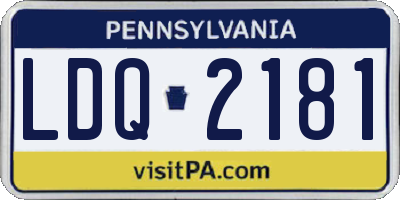 PA license plate LDQ2181