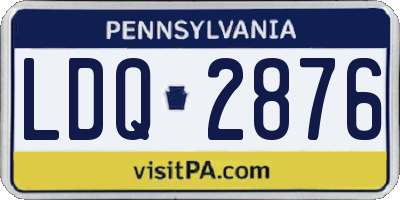 PA license plate LDQ2876