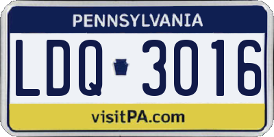 PA license plate LDQ3016