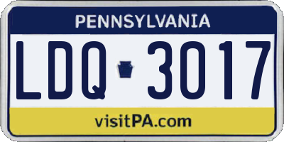 PA license plate LDQ3017
