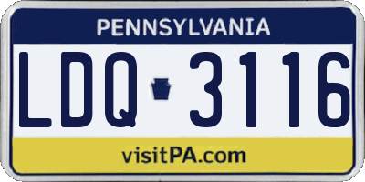 PA license plate LDQ3116