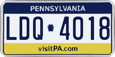 PA license plate LDQ4018