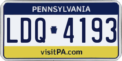 PA license plate LDQ4193