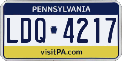 PA license plate LDQ4217
