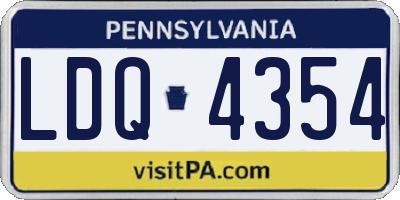 PA license plate LDQ4354