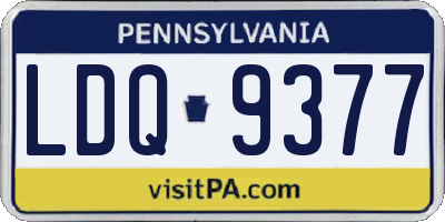 PA license plate LDQ9377