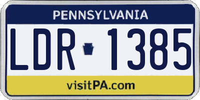 PA license plate LDR1385
