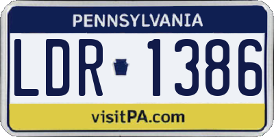 PA license plate LDR1386