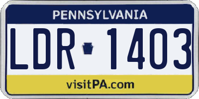 PA license plate LDR1403