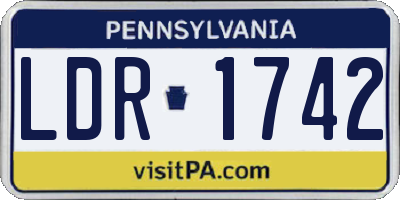 PA license plate LDR1742