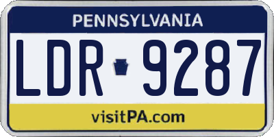 PA license plate LDR9287