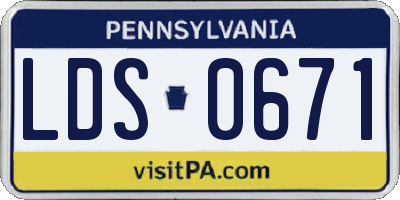PA license plate LDS0671